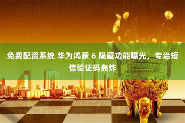 免费配资系统 华为鸿蒙 6 隐藏功能曝光，专治短信验证码轰炸